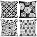 RichSmile Fodere Per Cuscini,50X50cm Set di 4 Fodere Per Cuscini Per patio Esterno, Giardino,Soggiorno, Divano, Arredamento da Fattoria(Nero)