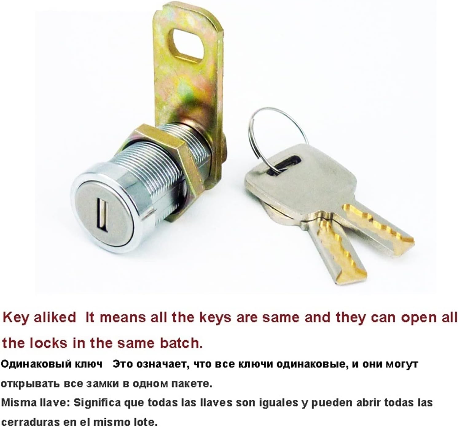 Cam Lock for Cabinet Cash Box Equipment Brass Key Furniture Hardware JA29(Keyed Alike)