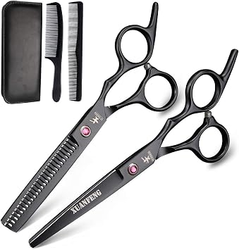 6 Inch Family Adult Child Hairdressing Scissors Hair Professional Hair Shear Cutting Thinning Set Barber Salon Tool Black Set