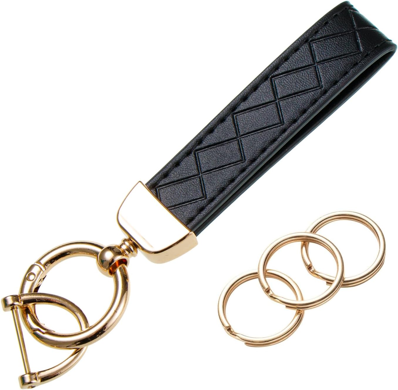 Car Keys Keychain Leather Key Chain Holder for Men and Women Universal Car Keychain with Anti-Lost D-Ring