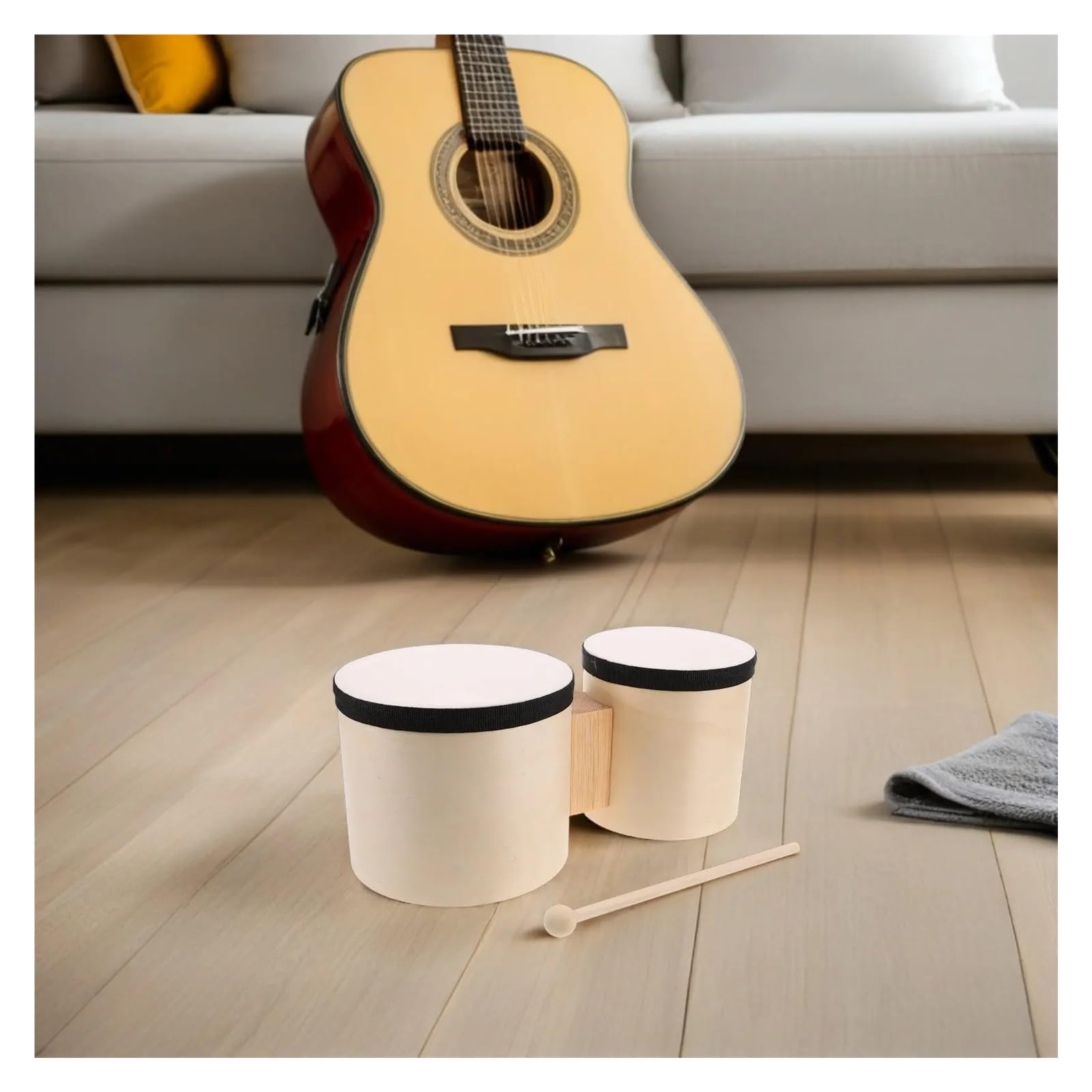 Bongos 1 Juego de batería Bongos madera, instrumento percusión manual 5 y 6 pulgadas for principiantes, educación musical, danza