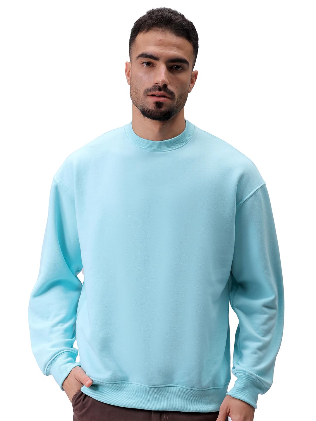 The Indian Garage Co Men Oversized Solid Overhead Crewneck Sweatshirt