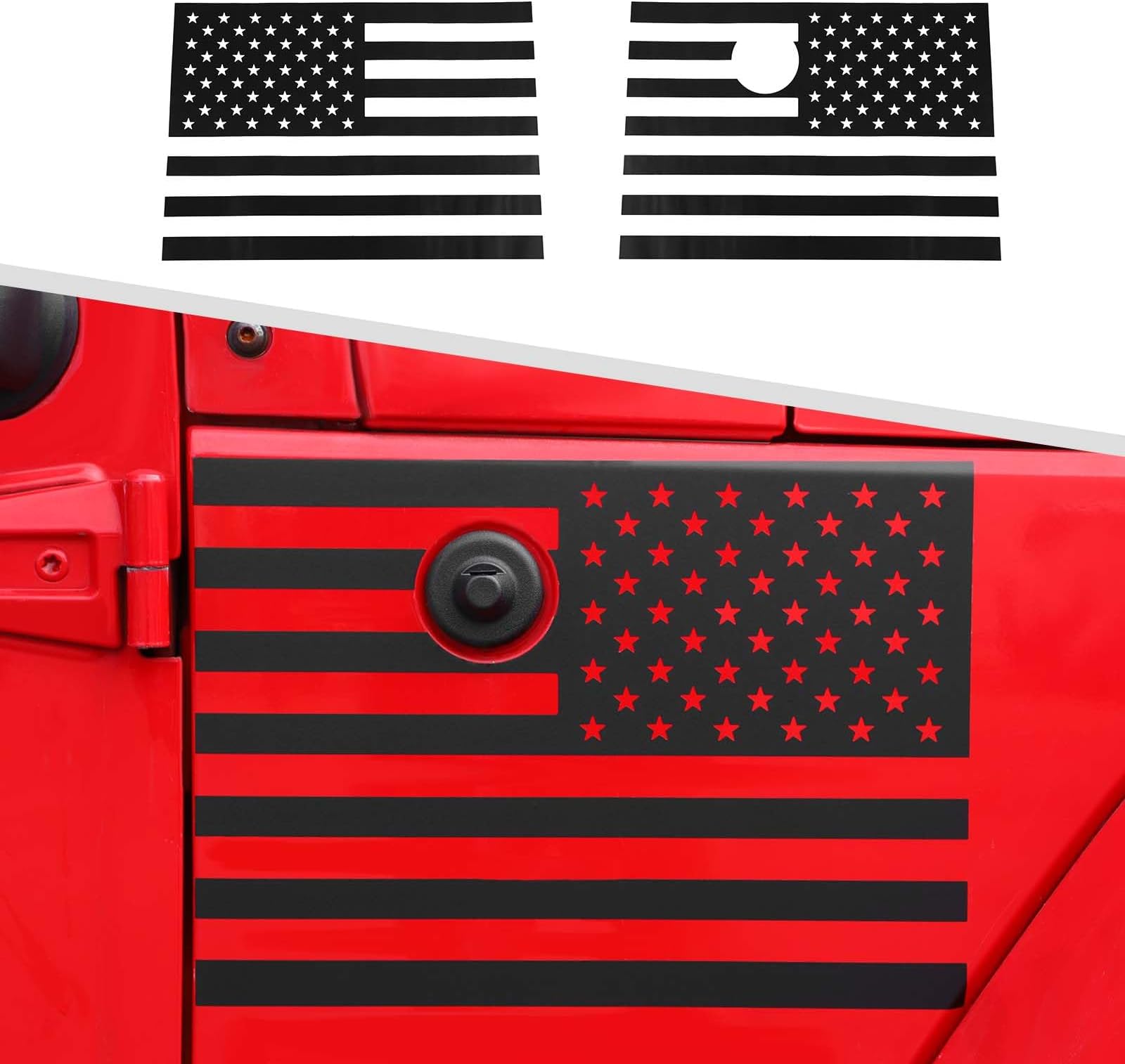 JimenAmerican Flag Fender Decals and Stickers Compatible with Jeep Wrangler JK & Unlimited 2007-2018 (Black)