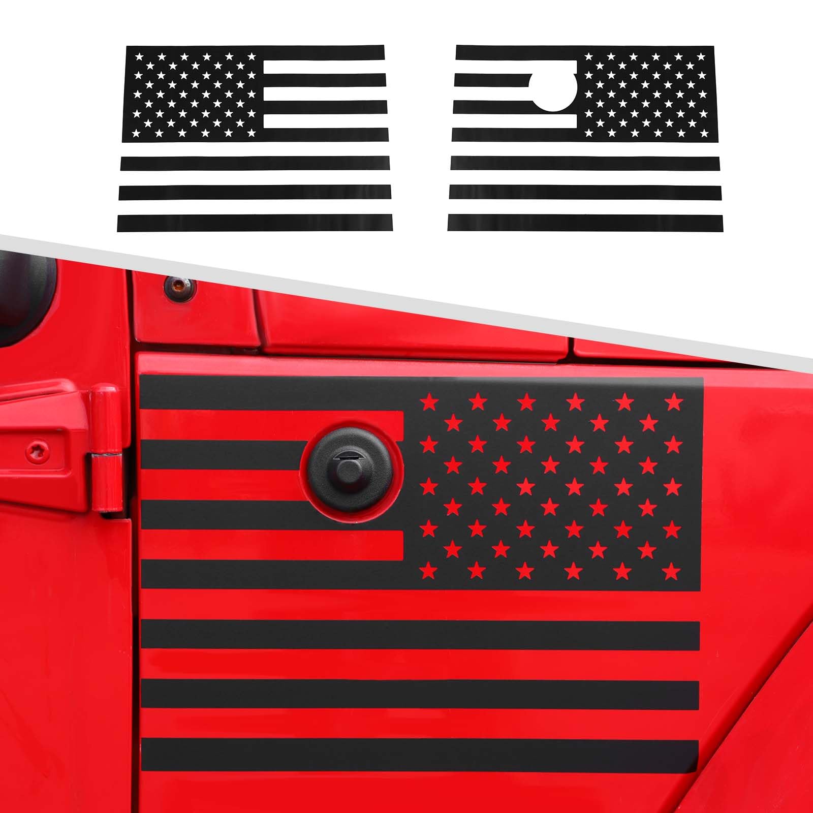 JimenAmerican Flag Fender Decals and Stickers Compatible with Jeep Wrangler JK & Unlimited 2007-2018 (Black)