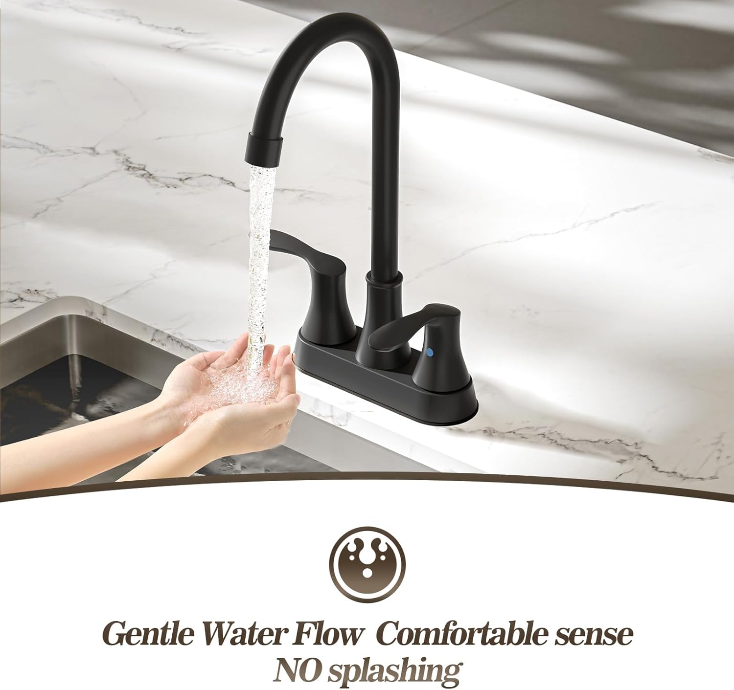 Phiestina Bar Sink Faucet 4 Inch Centerset Deck Mount,2 Hole Matte Black Bar Faucets for Sink,Prep Sink Faucet, Commercial Utility Laundry Kitchen Sink Faucet,BARTY36-11H-MB