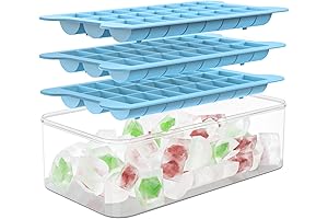 Ice Cube Maker: Easy Release Ice Cube Trays and Bin with Lid
