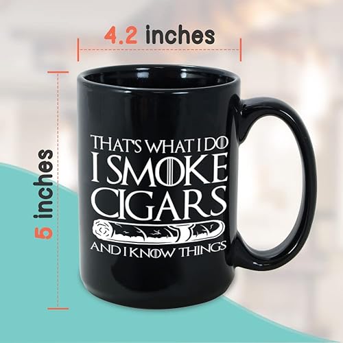 Miniatura 4 de Taza de cigarrillos con texto en inglés "That's What I Do I Smoke Cigars", taza de cigarrillos de 15 onzas, decoración de regalo para hombre, padre,