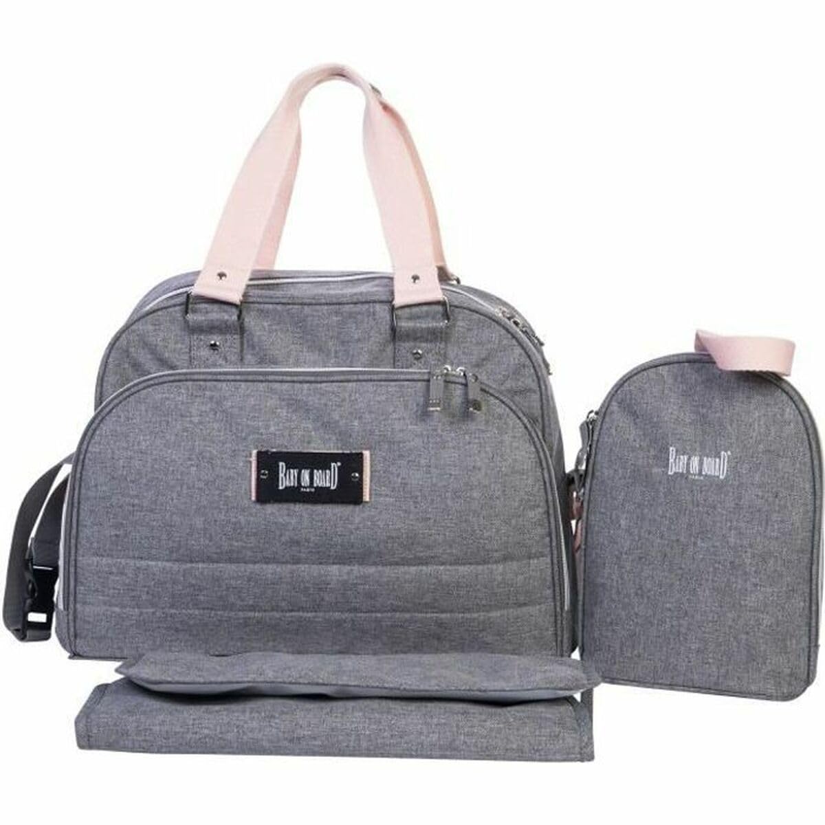 Sac à langer Baby On Board - Urban Sweet Pink (Gris/Rose) avec Sac Repas Isotherme Inclus