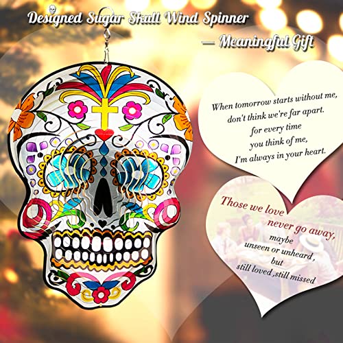 Fonmy Kinetic 3D Metal Garden Wind Spinner Unique Gifts Outdoor Decorations Quality Hanging Ornament For Home And Garden 12Inch Mandala Silver Sugar Skull Wind Spinners #TOP4