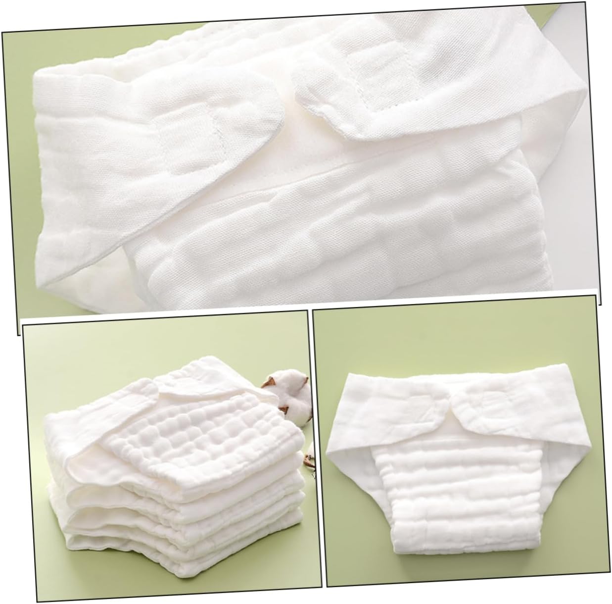 Healeved 5pcs Soft Cotton Fiber Reusable Nappy Liners for Washable Incontinence Diaper Insert Pads High Absorbency Comfortable Fit Months