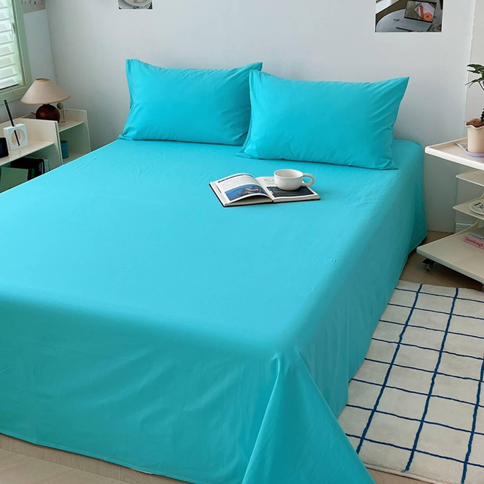 Hotel Bettlaken, Bettlaken Cotton Türkis Unifarben 160x230cm Großer Komfort und Weichheit