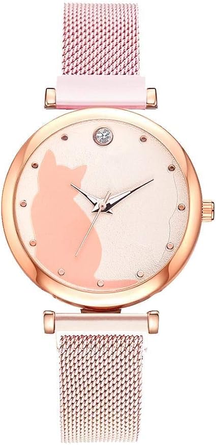 OWZSAN Donna Donne Orologi Oro Rosa Insieme del Braccialetto del Gatto Nero  del Modello del Magnete Vedere Le Signore Orologi da Polso Bracciale  Orologio Digitale (Color : 1pc Pink Watch) : Amazon.it: