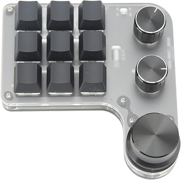 Sanpyl One Handed Programmable Mechanical Keyboard, 9 Keys 3 Knobs RGB Programmable Macro Keyboard, Custom Shortcut, Dual Mode Connection, Gaming Keyboard!