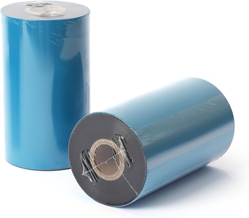 6 Rollos de Cinta de Cera Mejorada de Resina Premium de 5,12'' x 1476', Cinta de Transferencia Térmica Negra de 130mm x 450m, Cinta para Impresora de Etiquetas Térmicas de Código de Barras, Tinta CSO Exterior, Núcleo de 1'' para Zebra, TSC, GoDex, Citizen