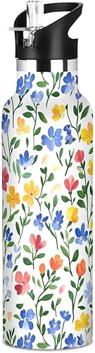 Miniatura 18 de Autumn Flowers Carnation Cactus Amaryllis Brown Leak Proof & BPA Free Sport Insulated Water Bottle With Straws Leak-proof Double-Wall Insulation for