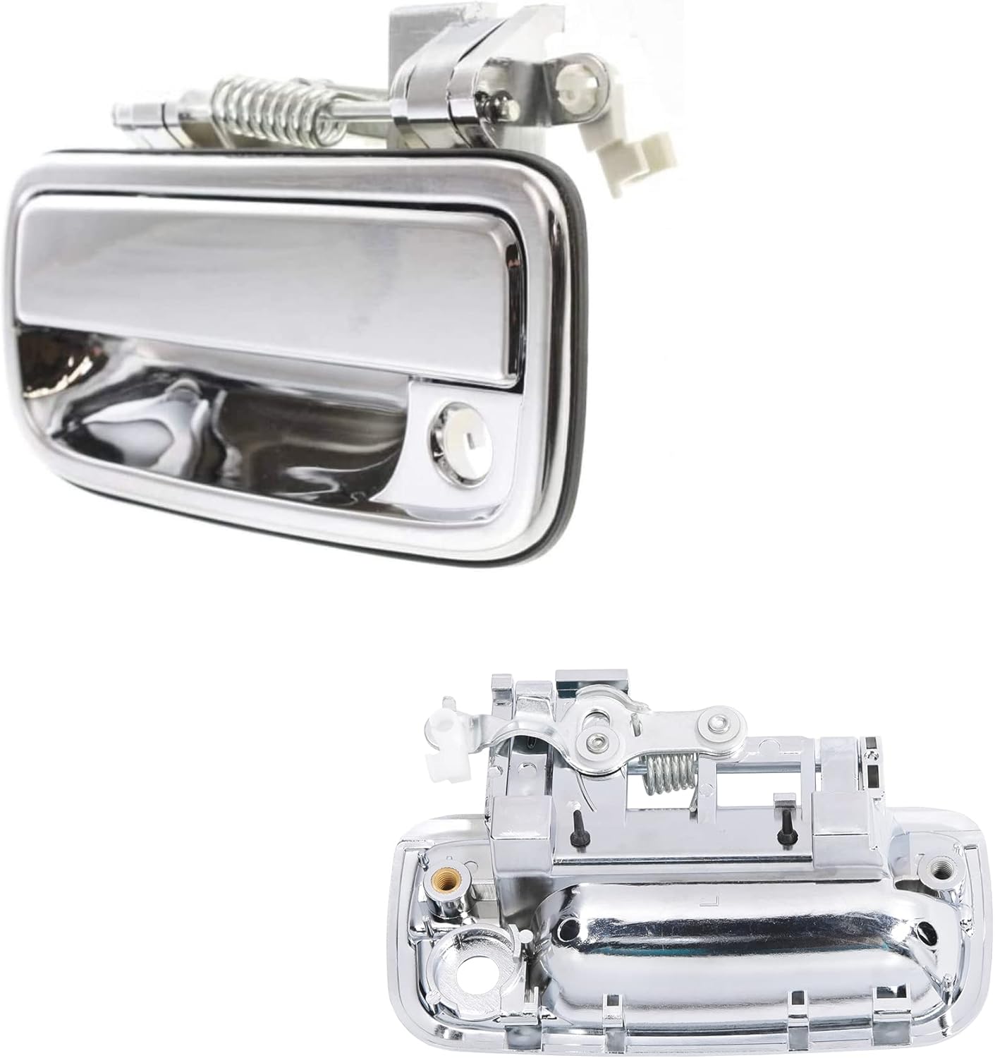 Exterior Door Handle, Compatible with 1995-2004 Toyota Tacoma, 2004-2012 Toyota Hilux, Chrome Front Outside Left Driver & Right Passenger w/ Key Hole | Replaces# 69220-35020, 69210-35020 Outer Handle