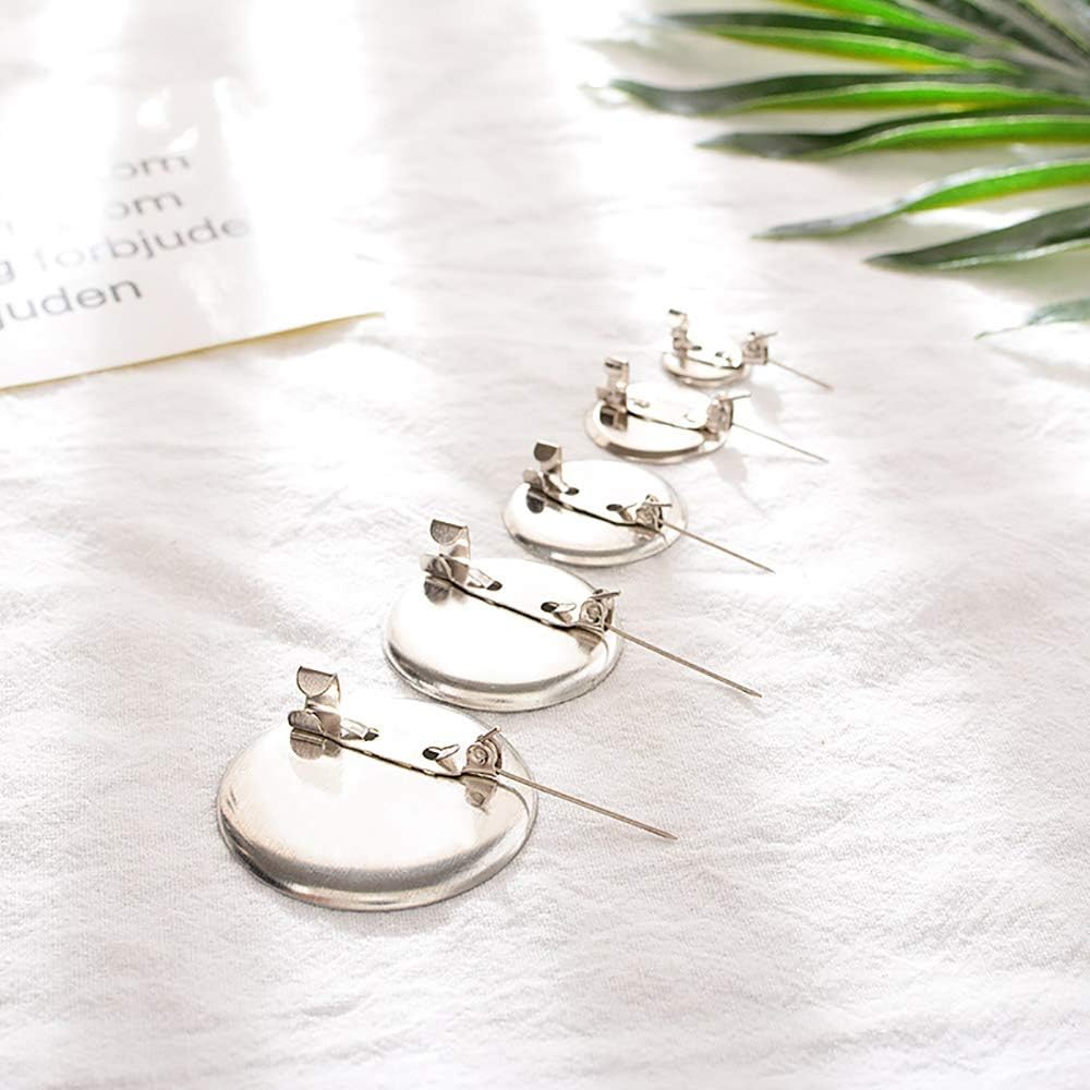 50pcs/lot Rhodium Round Brooch Base Cabochon Blank Trays with Brooch Pins Cameo Cabochon Base Setting for Jewelry Making Crafts Supplie 4 Sizes (15mm(0.59inch)) image 5