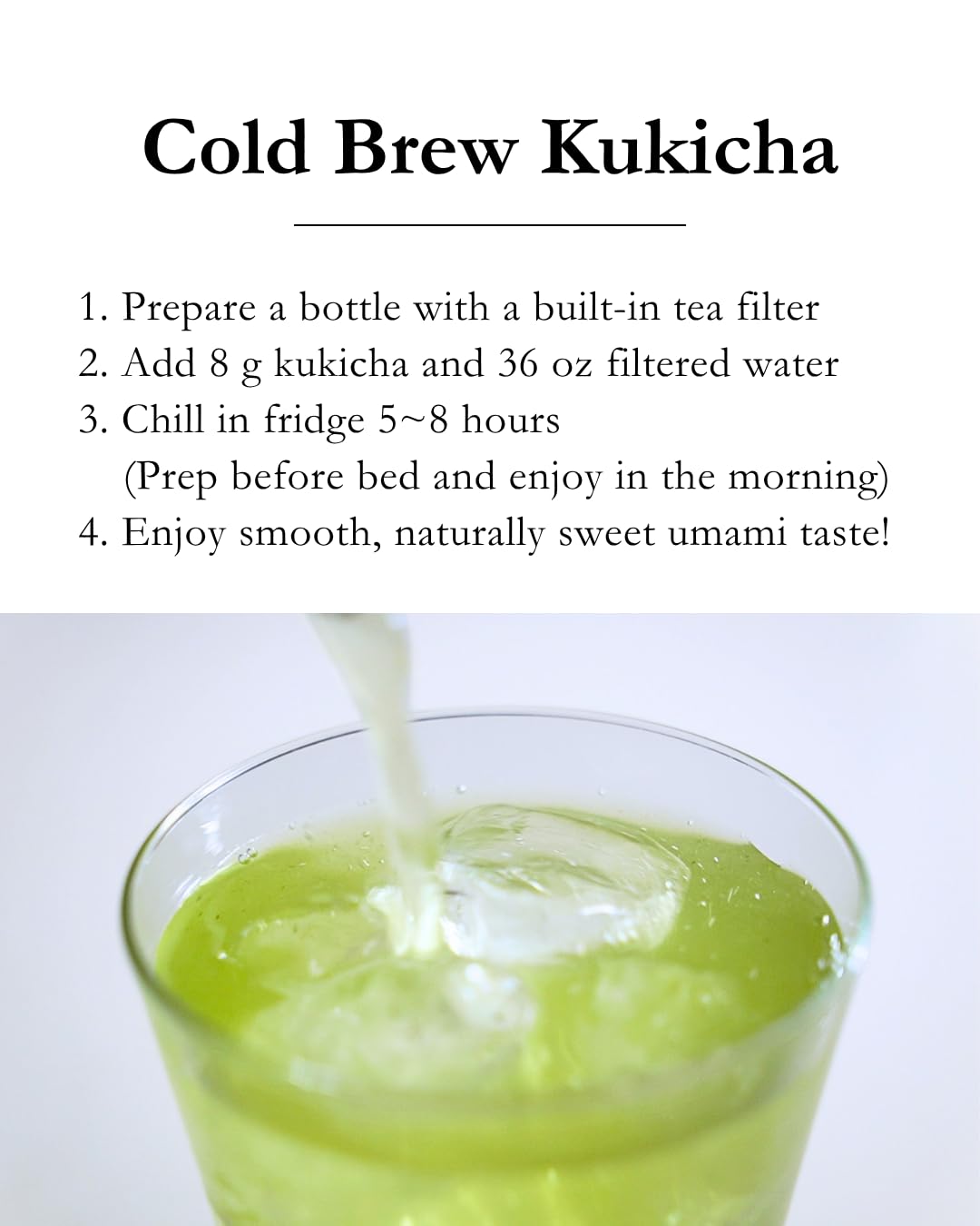 Emptea Kukicha Twig Tea Yame Shiraore - Shade-Grown Kabusecha, Umami-Rich Japanese Green Tea Loose Leaf, First Harvest from Yame Japan, Low Caffeine 2.82oz (80g)