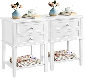 Comodini Moderni Con 2 Cassetti - Set Di 2 Tavolini Da Letto In Stile Shabby Chic - Foto 7