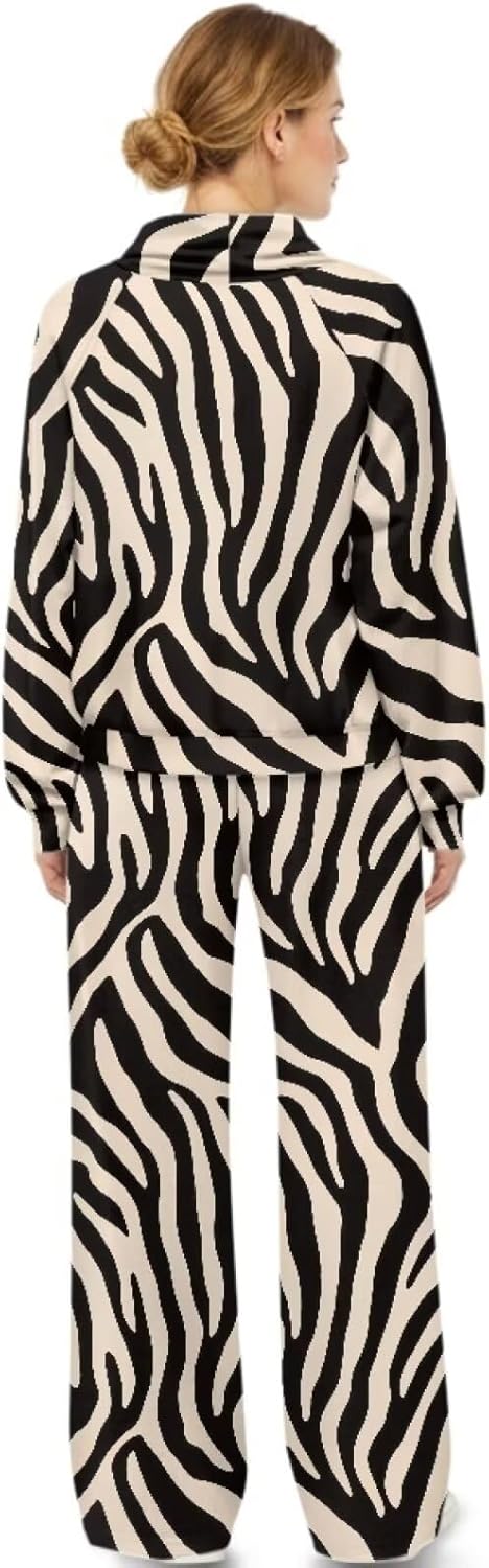 Women Sweatsuit Sets 2 Piece Outfit Casual Tracksuits Set Mockneck Pullover Sweatshirt and Wide Leg Sweatpants