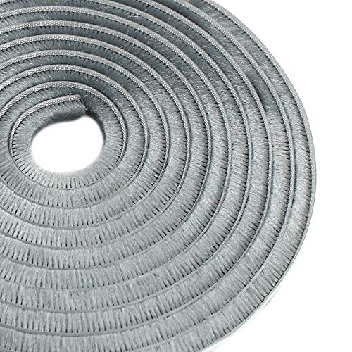 Seimneire Adhesive Brush Seal Weather Stripping, 0.27" X 0.32" X 20 Ft High-Density Felt Door Brush Strip Dust-Proof Soundproof Windproof For Sliding Sash Door Window Wardrobe Seal, Gray #TOP1