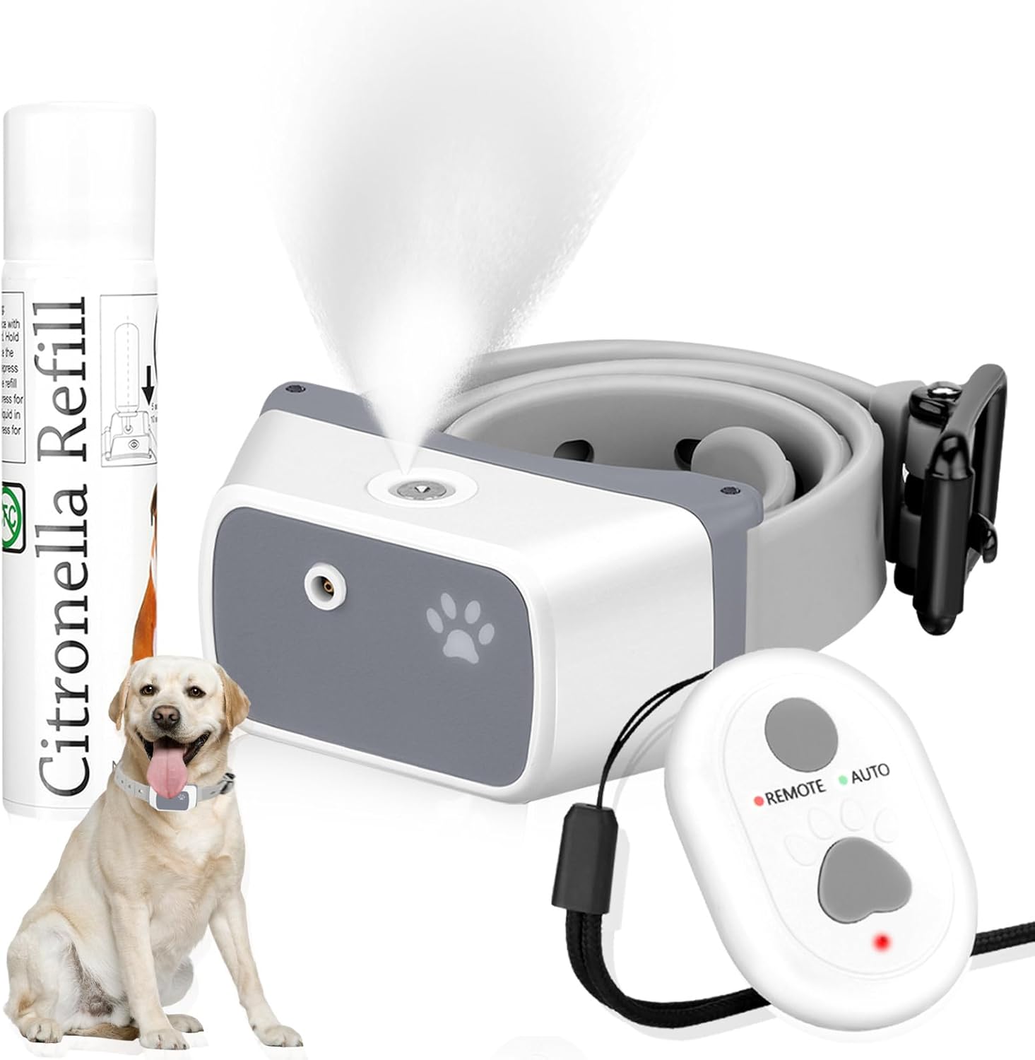Citronella Bark Collar for Dogs, Spray Bark Collar [with Remote Control] IPX4 Waterproof, 262ft Citronella Dog Training Collar, Suitable for S/M/L Dogs Citronella Collar