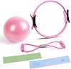 Pilates Ring Equipment Set, Including Pilates Ring & Ball Exercise Bands Resistance Bands, Home Gym Fitness Equipment for Yoga, for Strength, Body Toning, Full Body Workout Kit Women and Men