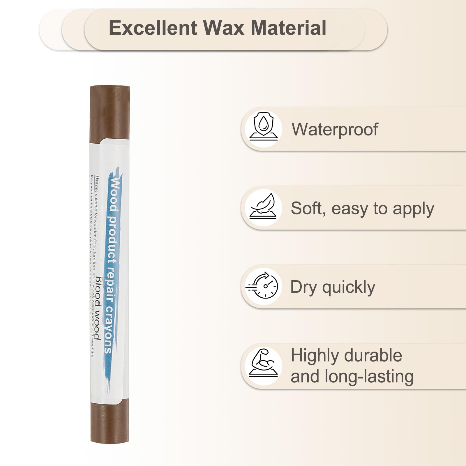 PATIKIL Furniture Repair Crayons, 2 Pcs Wax Wood Filler Sticks Wood Wax Crayons for Scratches Wood Floor Holes Tables Dark Red - Image 3