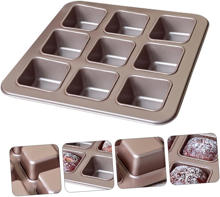 9 Grid Non-stick Cake Mold Baking Pan, Carbon Steel Square