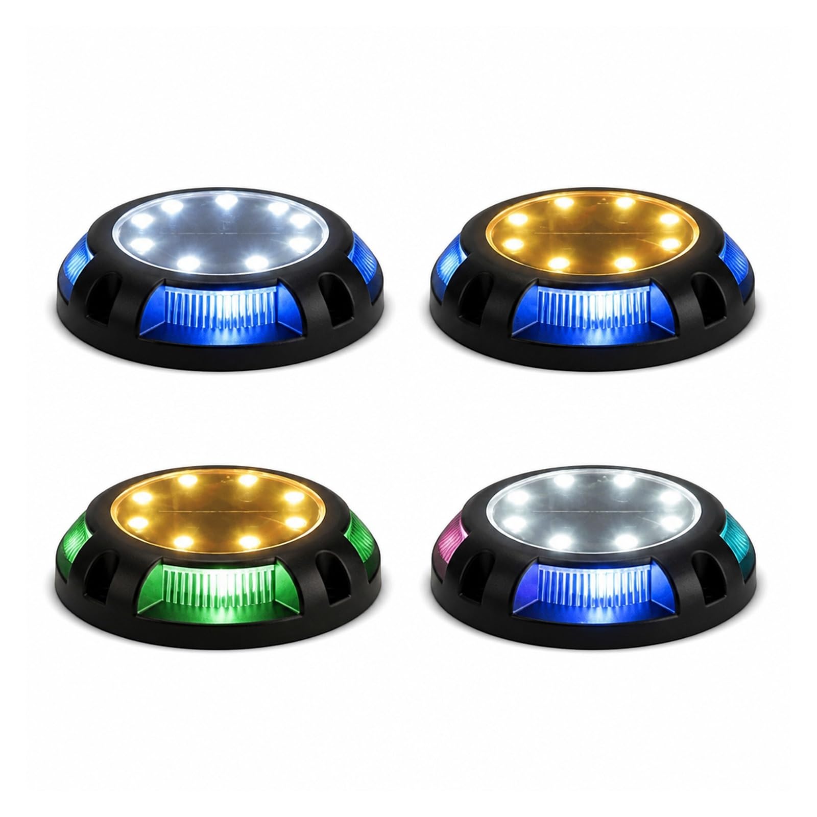 Luci Solari da Terra, Confezione Da 4 Luci Solari A Disco 12 LED Per Giardino Esterno Sotterraneo per passerella da patio(4pcs Warm 4 RGB)