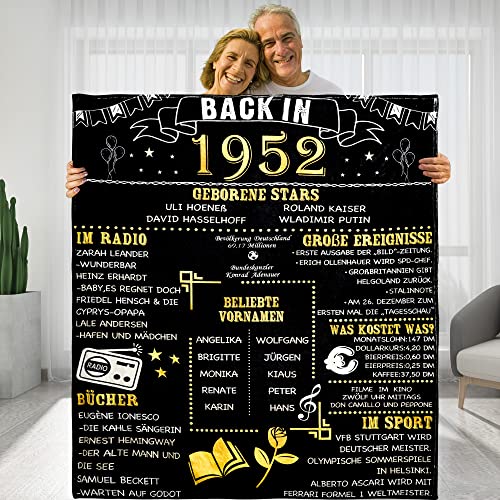 Personalisierte 71. Decke zum Geburtstag - zurück bis 1952, weiche Flanell-Fleece-Decke, Mikro-Plüsch-Decke, Herbst-Reisedecke, 71. Geschenk zum Geburtstag für Vater, Ehemann,Ehefrau,Freundin (1952) Cover