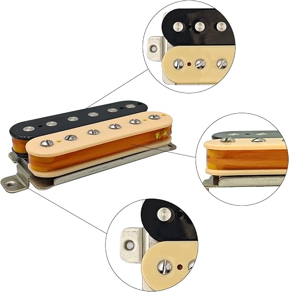 Alnico 5 マグネット アンカバー エレキギター ピックアップ ダブルコイルブリッジ ピックアップ 6弦ハムバッカー ST SQ、ゼブラ用