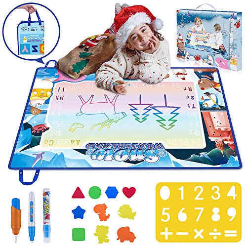 Jionchery Doodle Mat, Large Aqua Magic Water Drawing Mat Toy Gifts for Boys Girls Kids Painting Writing Pad Educational Learning Toys for Toddler