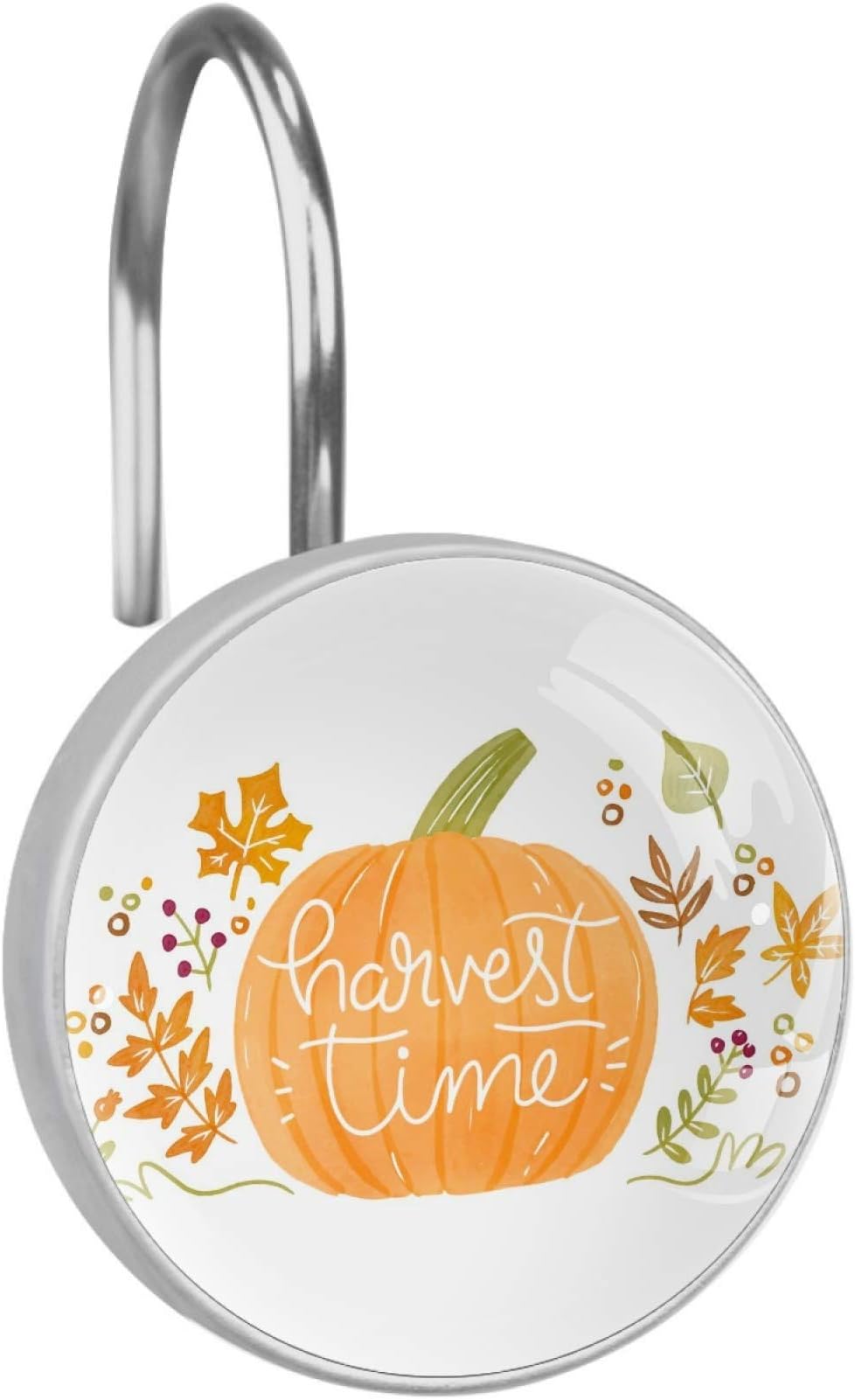 Josid Harvest Festival Autumn Pumpkin Shower Curtain Hooks Set of 12, Stainless Steel Rust-Resistant Shower Hook Ring Decorative Hanger Rings for Bathroom Kids Room Living Room Bedroom Home Decor