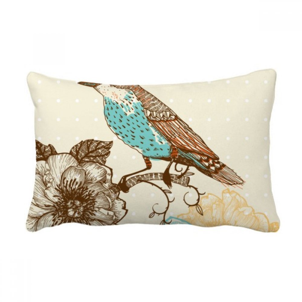 Coussin lombaire fleur et oiseau noir pour embellir votre canapé de salon