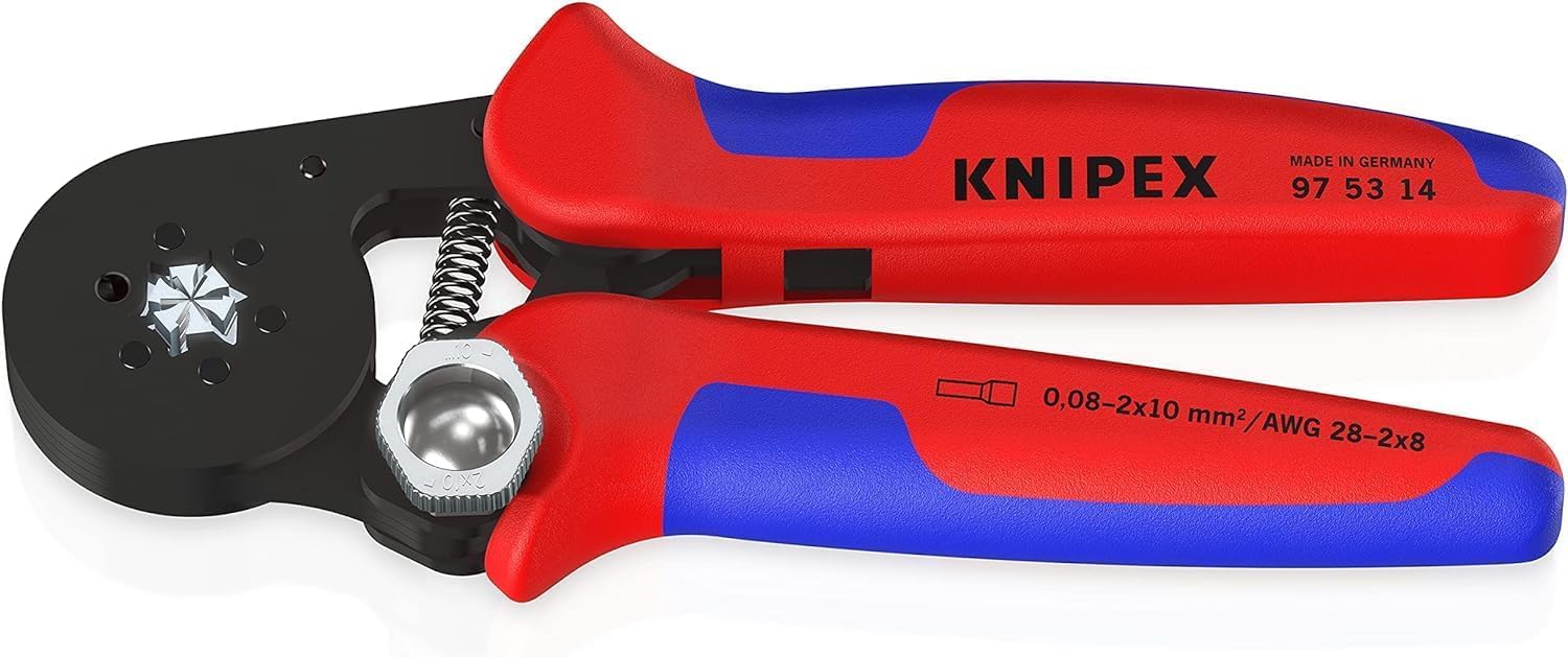 Knipex 97 53 14 Szczypce, Czerwony/Niebieski, 235 x 80 x 25 mm & Knipex Zestawy w pudełku z tulejkami kablowymi izolowanymi 97 99 906