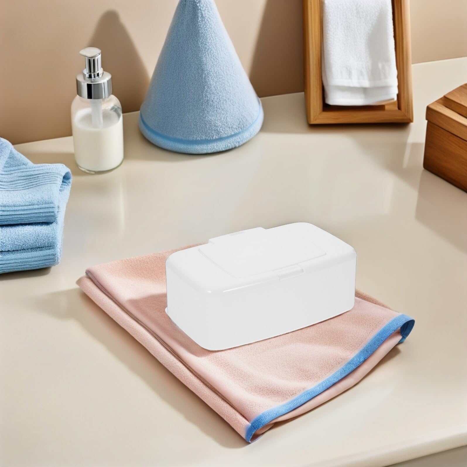 Toddmomy Porta Salviette Umidificate Portatile in Pp Bianco con Coperchio Ermetico, Scatola Salvaspazio Ricaricabile 4 Pezzi Adatta per Bagni e Soggiorni