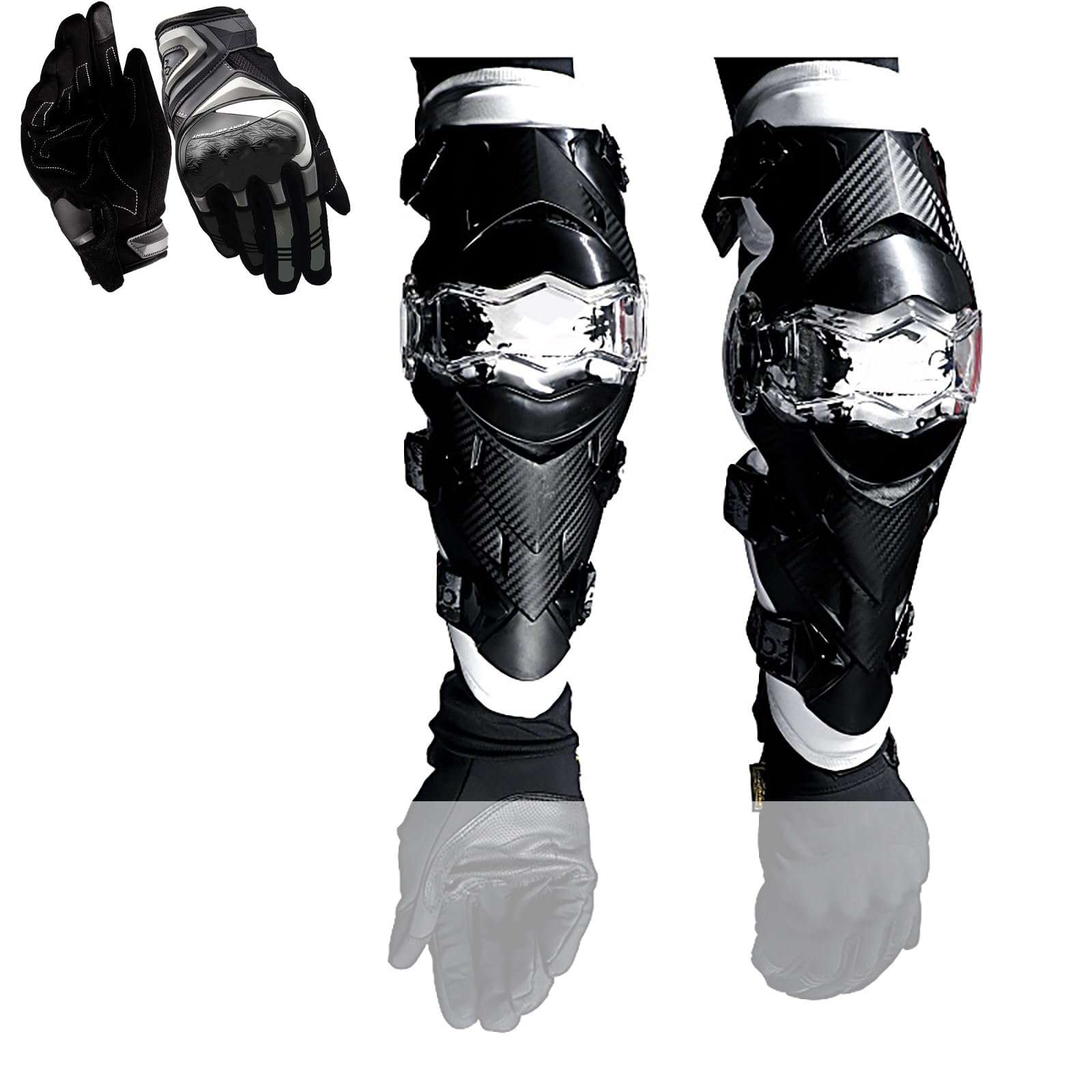 Coudières De Protection CE pour Adultes, Résistantes Aux Chocs Et Réglables, Confortables Et Adaptées À La Moto, Au VTT, Au Quad Et Au Cyclisme Tout-Terrain avec Gants