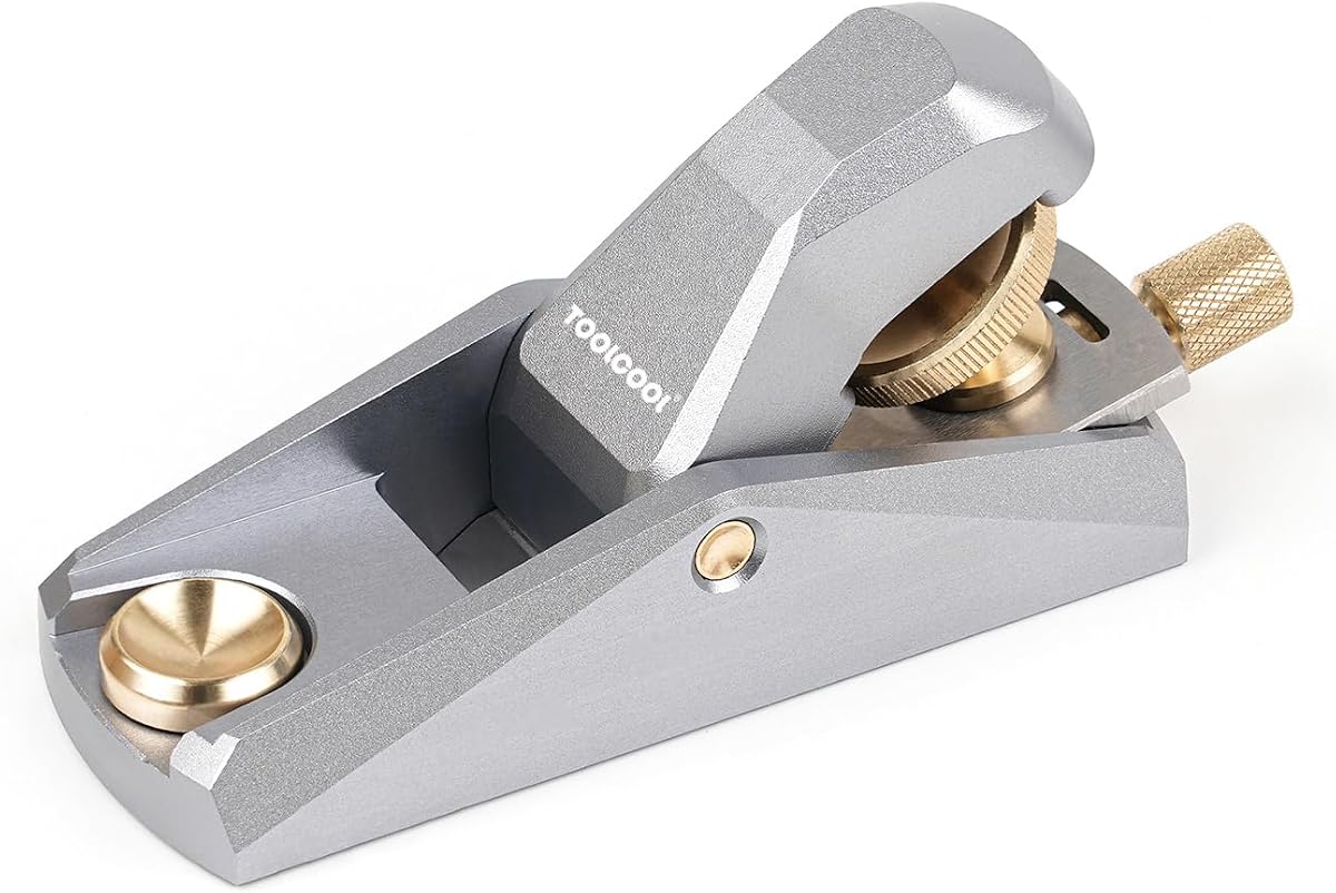 TOOLCOOL Low Angle Block Plane Wood Plane Mini Hand plane For Woodworking Aluminum Alloy Body Adjustable Blade Depth (Silver)