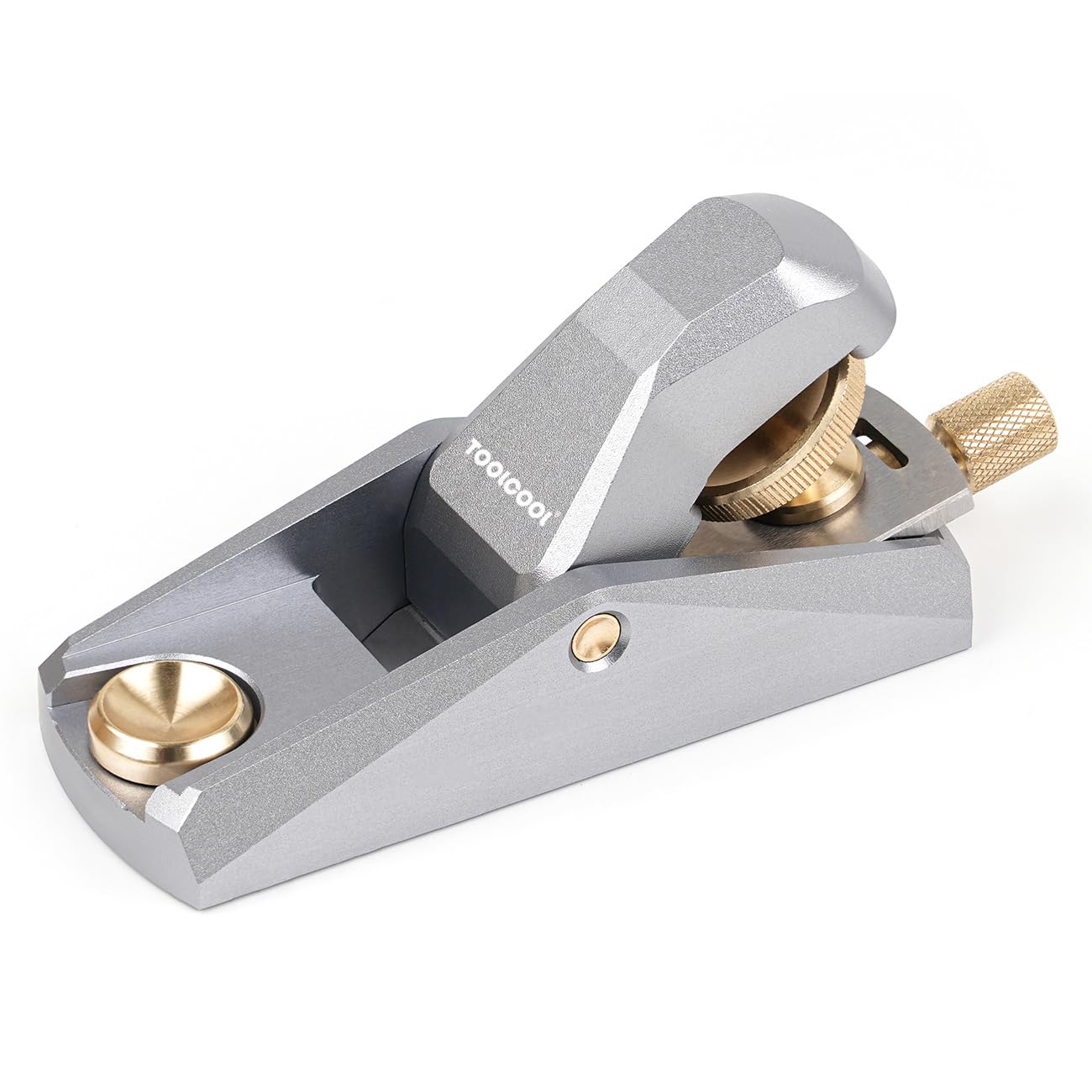 TOOLCOOL Low Angle Block Plane Wood Plane Mini Hand Plane for Woodworking Aluminum Alloy Body Adjustable Blade Depth (Silver)