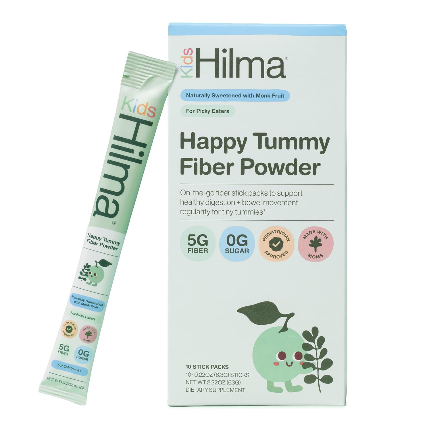 Hilma Happy Tummy Plant-Based Fiber Powder for Kids, 10 Packets