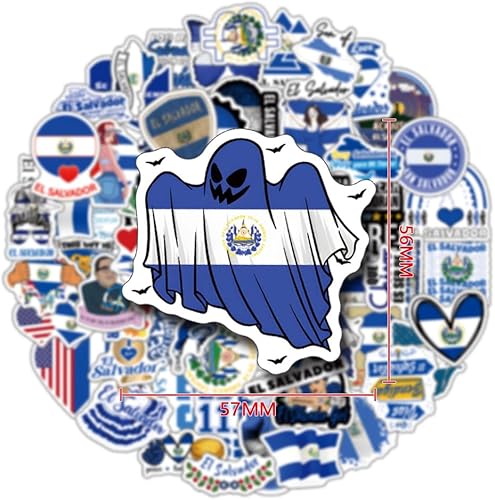 Miniatura 6 de Paquete de 63 calcomanías de El Salvador, vinilo estético SV, impermeables, para botella de agua, laptop, teléfono, patineta, álbumes de recortes,