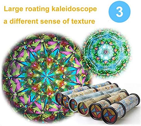 Livecitys Rotatable Kaleidoscope Toy Kids Children Educational Science Fantastic Cylinder Toy Birthday Educational Gifts Random Color Large 3 Section