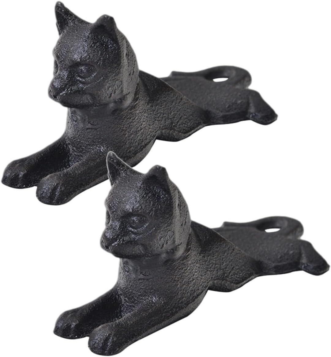 Operitacx 2pcs Heavy Duty Cast Iron Cat Shaped Doorstop Windproof Wedge Door Wedge Stopper for Front Bedroom and Workroom Doors Scratch Protecting Decorative Holder