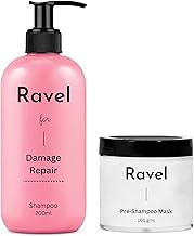 Ravel Damage Repair Shampoo 200ml & Pre-Shampoo Mask 100 GM Combo Pack, Restores & Strengthens Damaged Hair, Repairs Split Ends & Adds Shine, Suitable for All Types, Men & Women