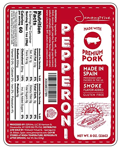 Pepperoni Stick 24 Oz Made In Spain - Premium Pork Salami Sausage Jamonprive - Cut Your Own Cured Pepperoni Slices For Pizza - Gluten Free (8 Oz Each, Pack Of 3 Units) #TOP7
