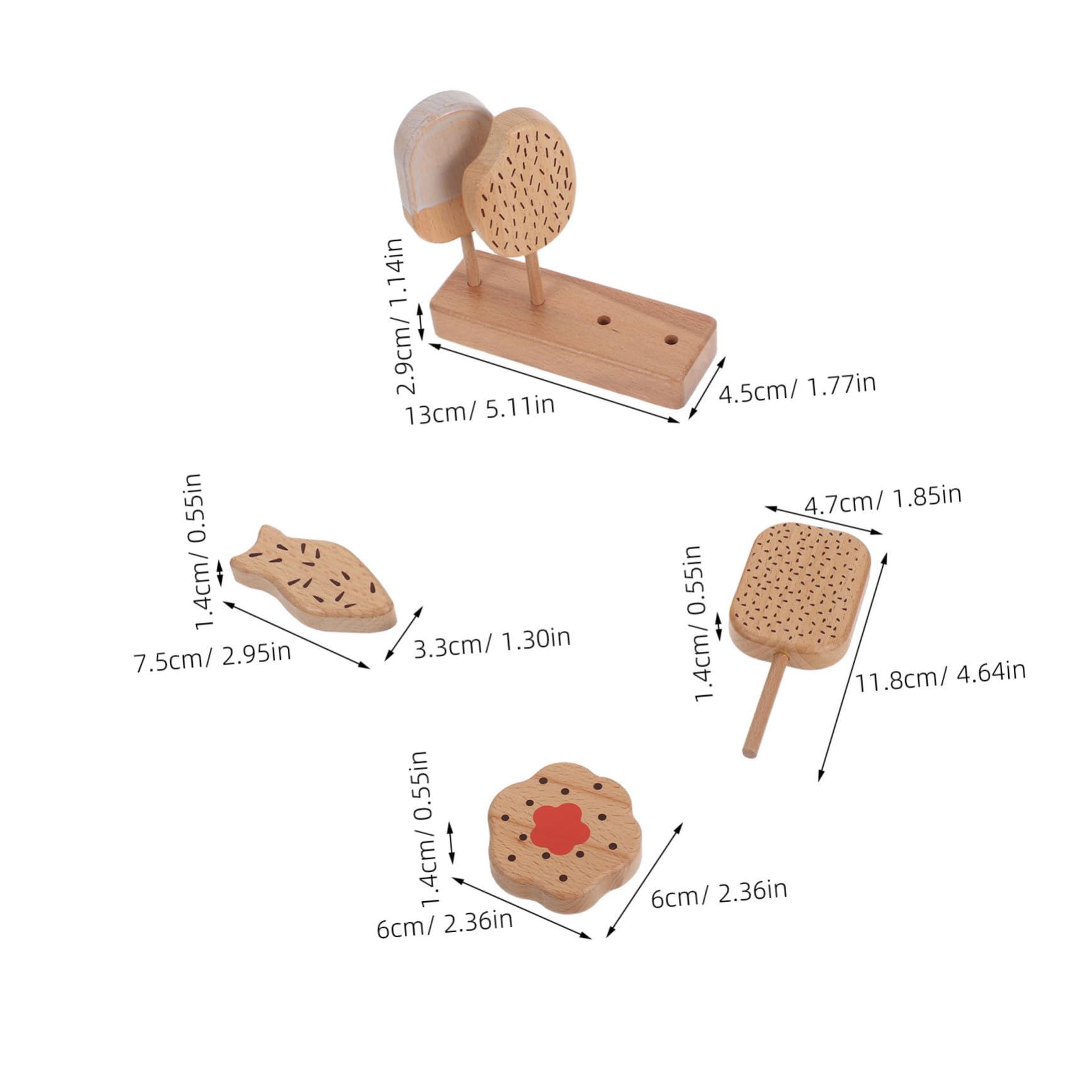 VANZACK Giocattolo di Finzione per Ragazzo Ragazza Gelato e Ciambelle in Legno Set da Cucina Simulato Accessori per Giochi di Ruolo Cibo Finto Educativo per Cucina Giocattolo