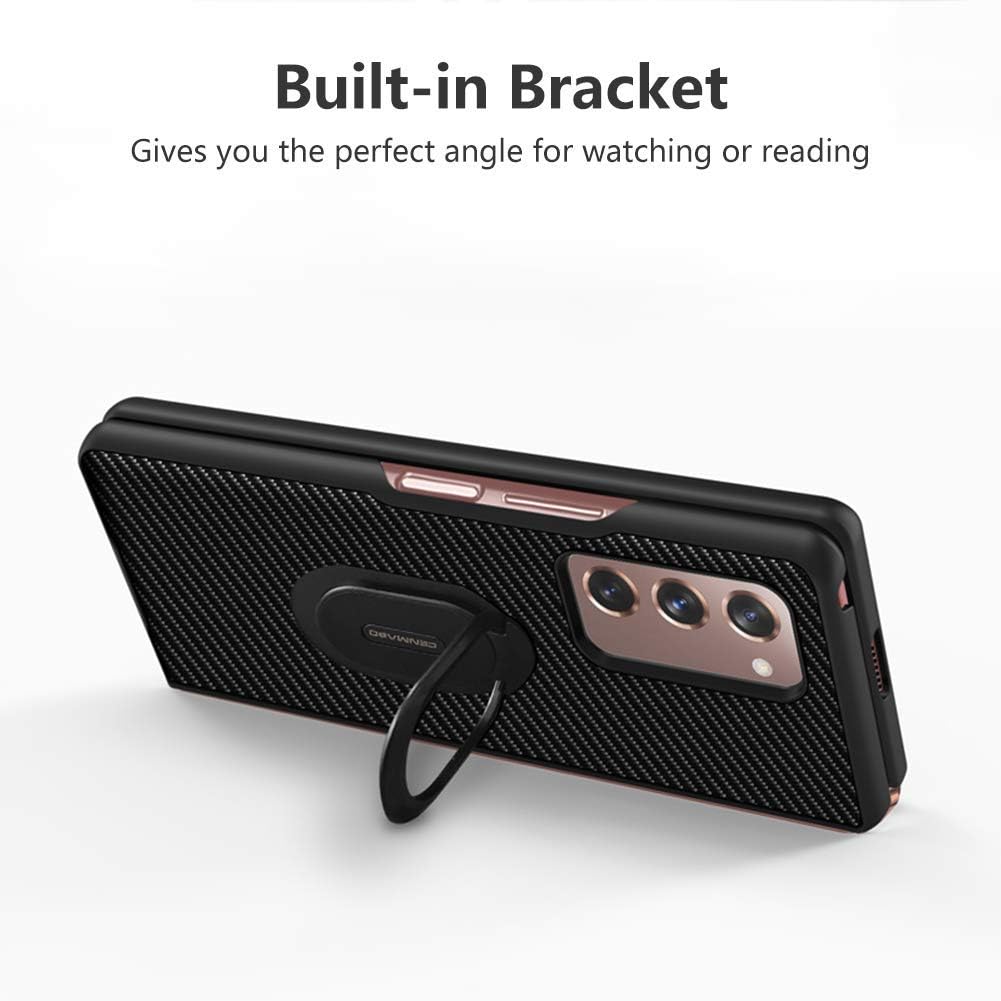 Hacker's Phone Case Compatible with Samsung Galaxy Z Fold 2 5G 2020, Anti-Scratch with Fiber Kickstand Shockproof Cover (Black)