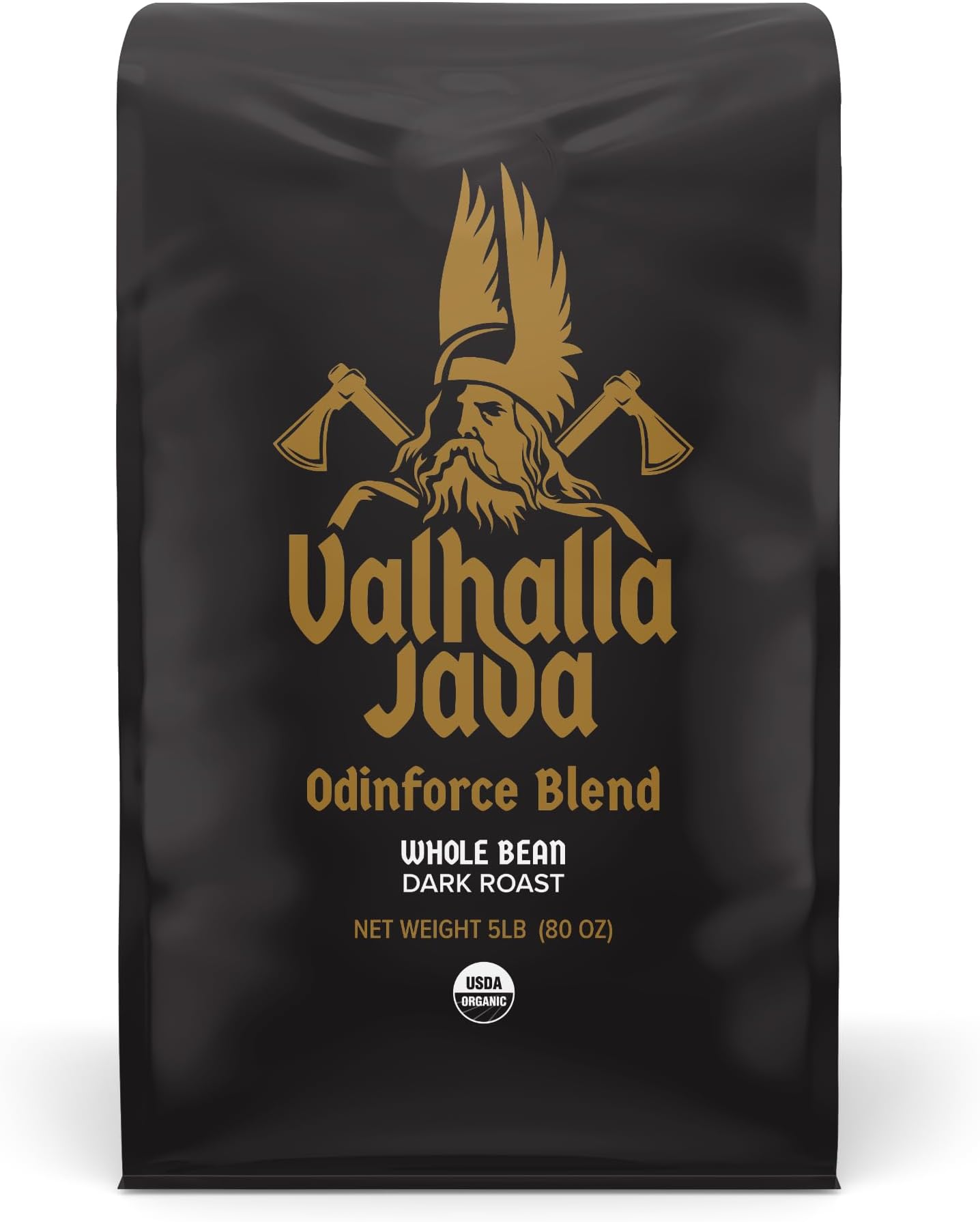 Death Wish Coffee, Valhalla Java Whole Bean Coffee, Fair Trade and USDA Certified Organic - 5 Lb Bag