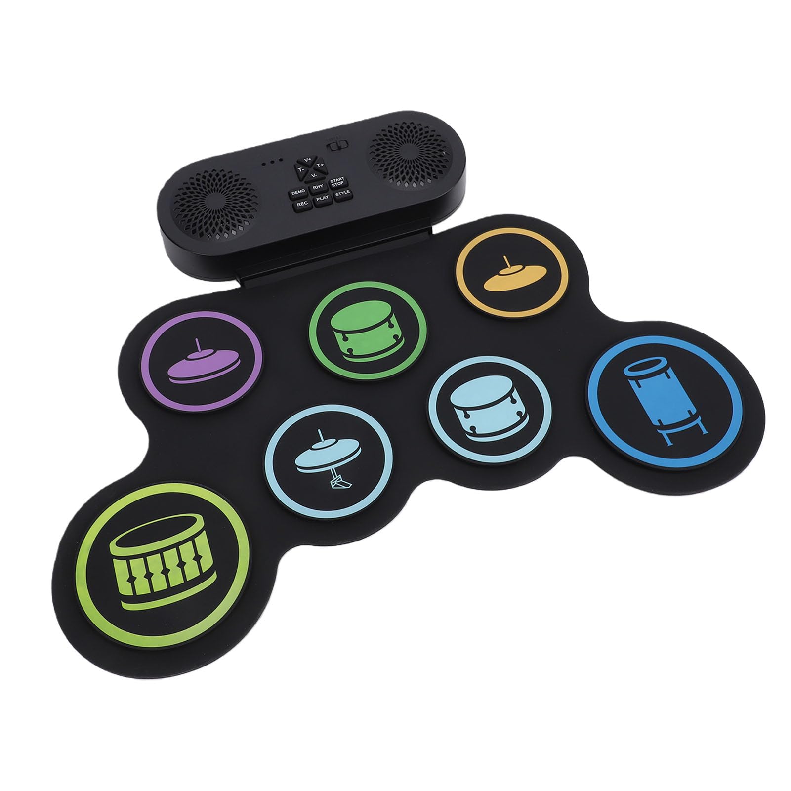 Cosiki Set di Batteria Elettronica Portatile in Silicone con connettività Bluetooth per Appassionati di Batteria - Pad per Esercitarsi con 9 Batterie per Sessioni Private e di Gruppo